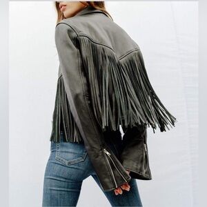 Fringe Vegan Leather Moto Jacket